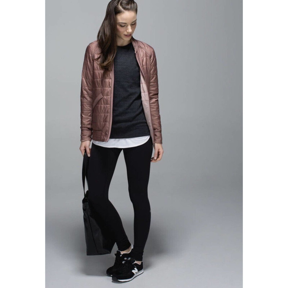 Lululemon The Bomb Bomber‎ Reversible Jacket Women Size 4 Bark Berry Rose Pink - Picture 12 of 16